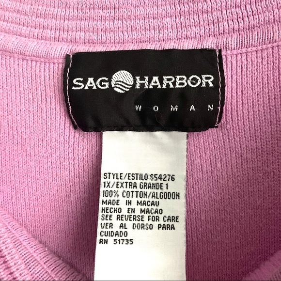 Sag Harbor Light Purple 3/4 Sleeve Sweater 1X - Picture 6 of 9